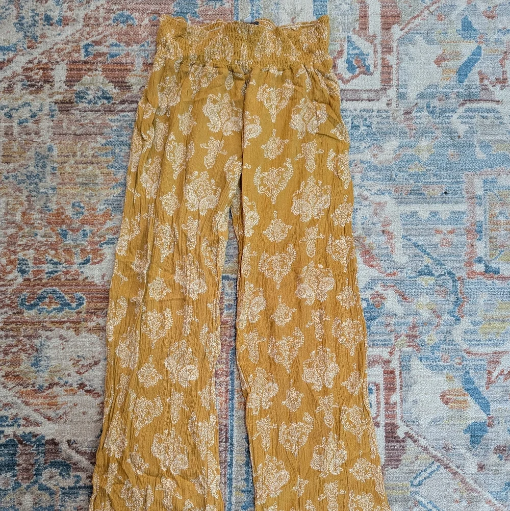 Mustard Floral Pants - Picture 1 of 3